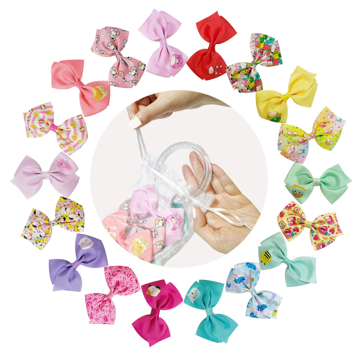 Ensemble d'accessoires cheveux LUV HER sur fond coloré