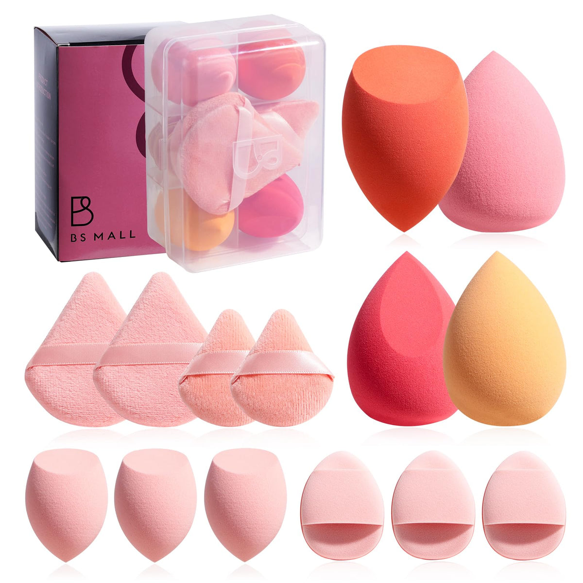 Ensemble d'éponges de maquillage BS-MALL 14 pièces, vue avant