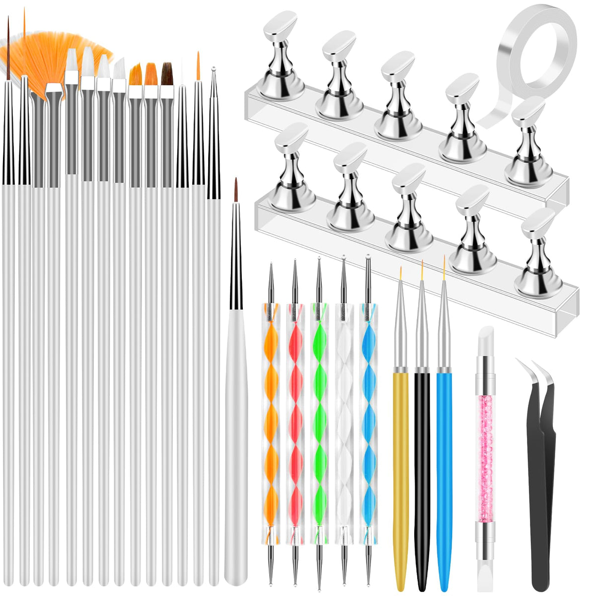 Ensemble d'outils de nail art YOOVR 28-en-1 avec pinceaux et accessoires