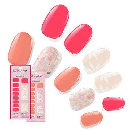 Ensemble Dashing Diva Gloss Nail Strips - Collection Vivids avec Fruit Punch Petals et Papaya Breeze
