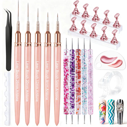 Ensemble de 11 pinceaux et stylos Artdone pour nail art avec palette