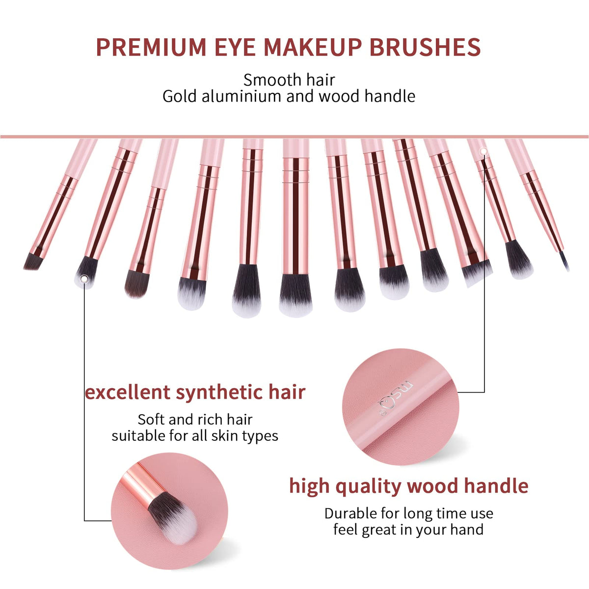 Ensemble de 12 pinceaux de maquillage MSQ sur fond blanc
