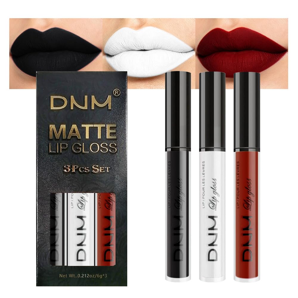 Ensemble de 3 rouges à lèvres mat evpct avec teintes noire, blanche et rouge