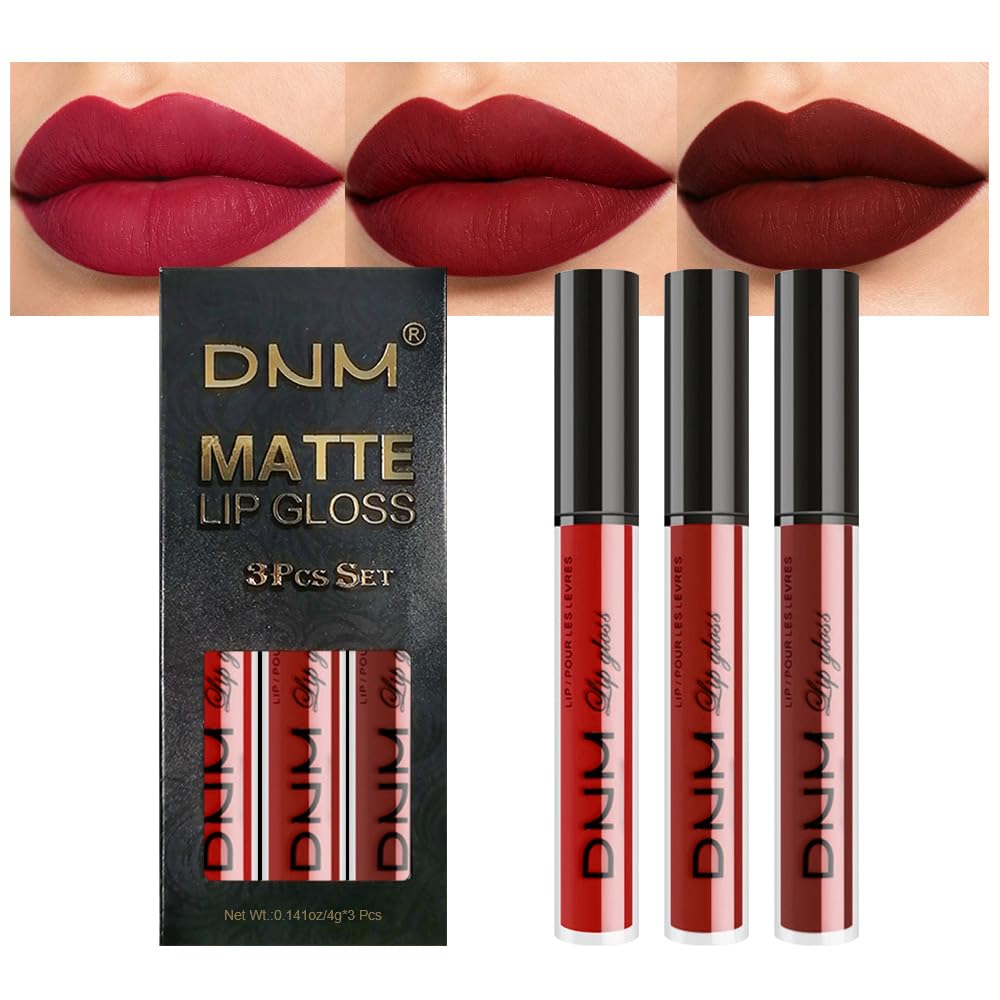Ensemble de 3 rouges à lèvres mat evpct couleur ruby, rose et brun