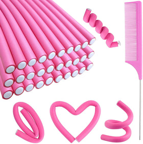 Ensemble de 30 rouleaux flexibles Buytta en rose avec peigne en acier