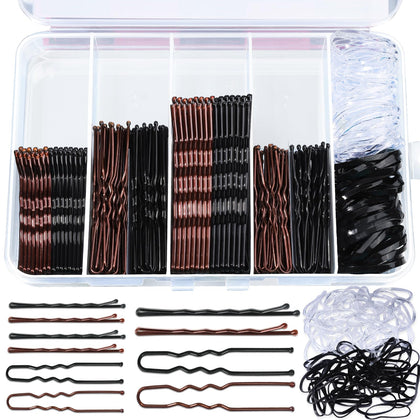 Ensemble de 300 épingles à cheveux Teenitor avec épinglettes brunes et noires