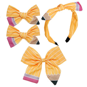 Ensemble de 4 accessoires cheveux avec nœud crayon, vue de face