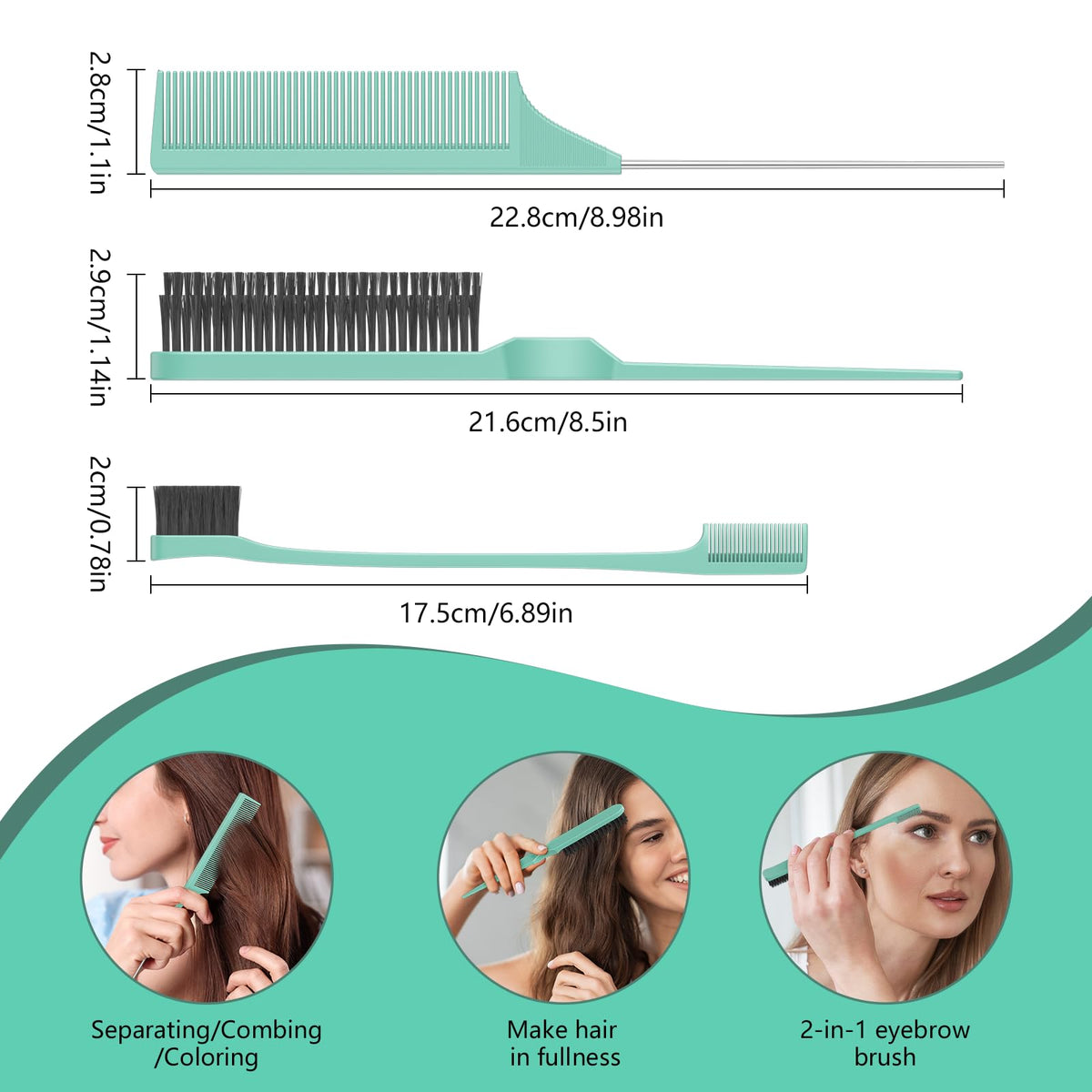 Ensemble de 4 brosses HEZ pour cheveux, présentation packagée