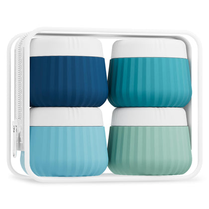 Ensemble de 4 contenants en silicone Mrsdry pour voyage avec trousse transparente