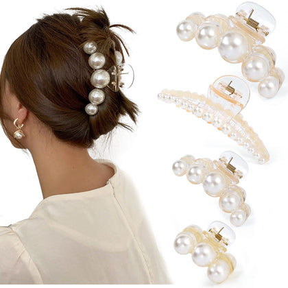 Ensemble de 4 pinces à cheveux perles Mehayi, différentes tailles