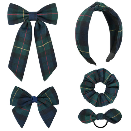 Ensemble de 5 Bows à Carreaux DEEKA incluant bandeau et chouchou