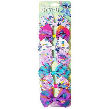 Ensemble de 7 nœuds cheveux Disney Stitch colorés sur fond blanc
