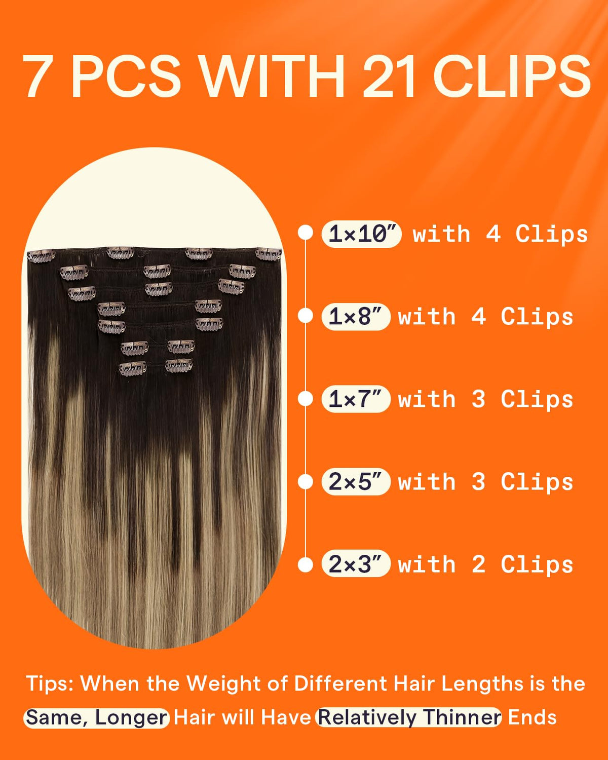 Ensemble de 7 pièces d'extensions Full Shine en cheveux humains