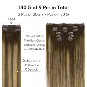 ensemble de 9 pièces d'extensions capillaires hotbanana en cheveux humains