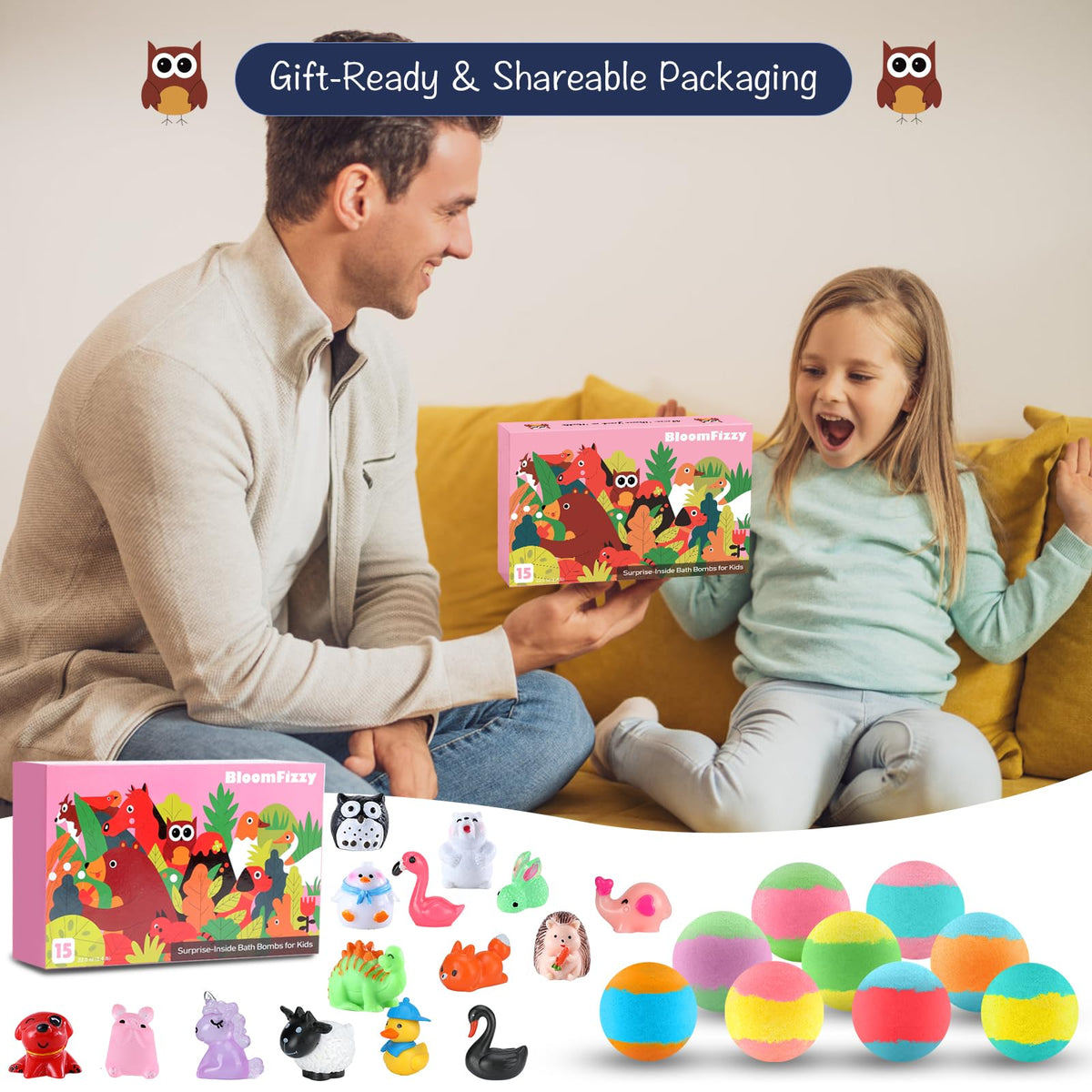 Ensemble de bombes de bain BloomFizzy avec différentes couleurs et senteurs