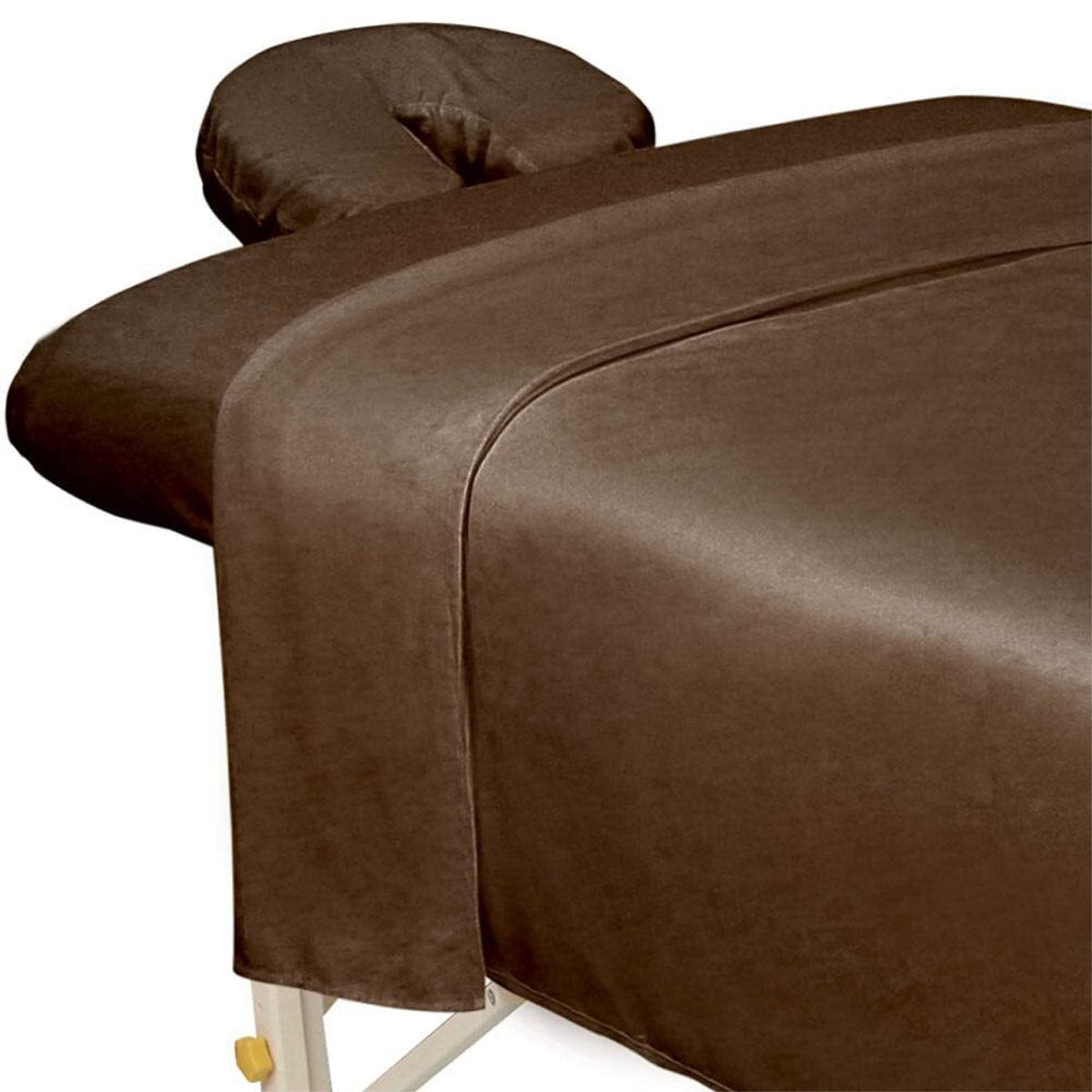 Ensemble de draps de massage ForPro en microfibre chocolat, vue de face