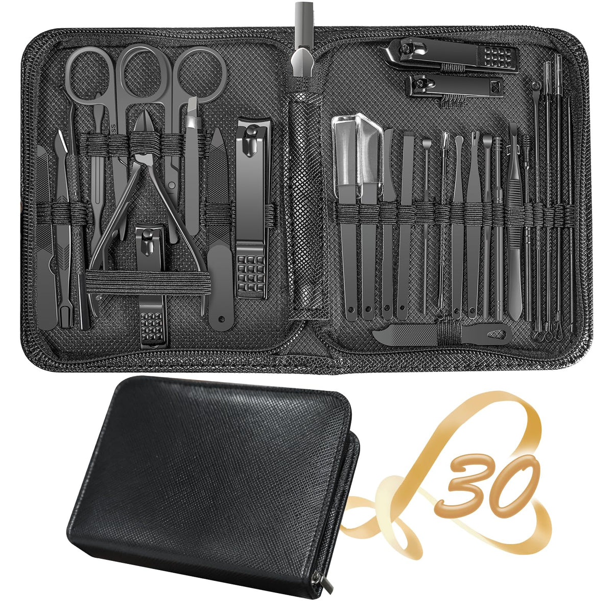 Ensemble de manucure RedFlow 30 pièces avec étui en cuir