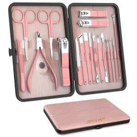 Ensemble de manucure ZIZZON 18 en 1 avec étui rose ouvert