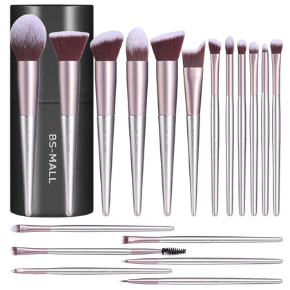 Ensemble de Pinceaux de Maquillage BS-MALL 18 pièces avec étui noir