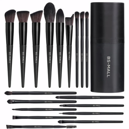 Ensemble de pinceaux de maquillage BS-MALL 18 pièces avec étui noir