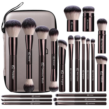 Ensemble de pinceaux de maquillage BS-MALL avec 20 pièces et étui de voyage