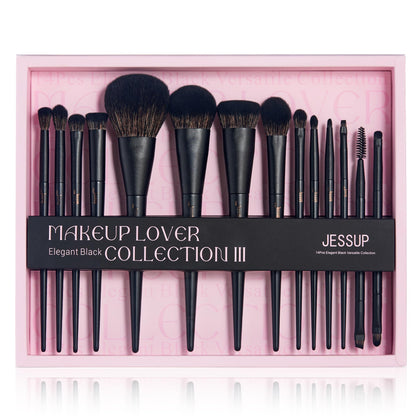 Ensemble de pinceaux de maquillage Jessup 14 Pcs noir avec boîte