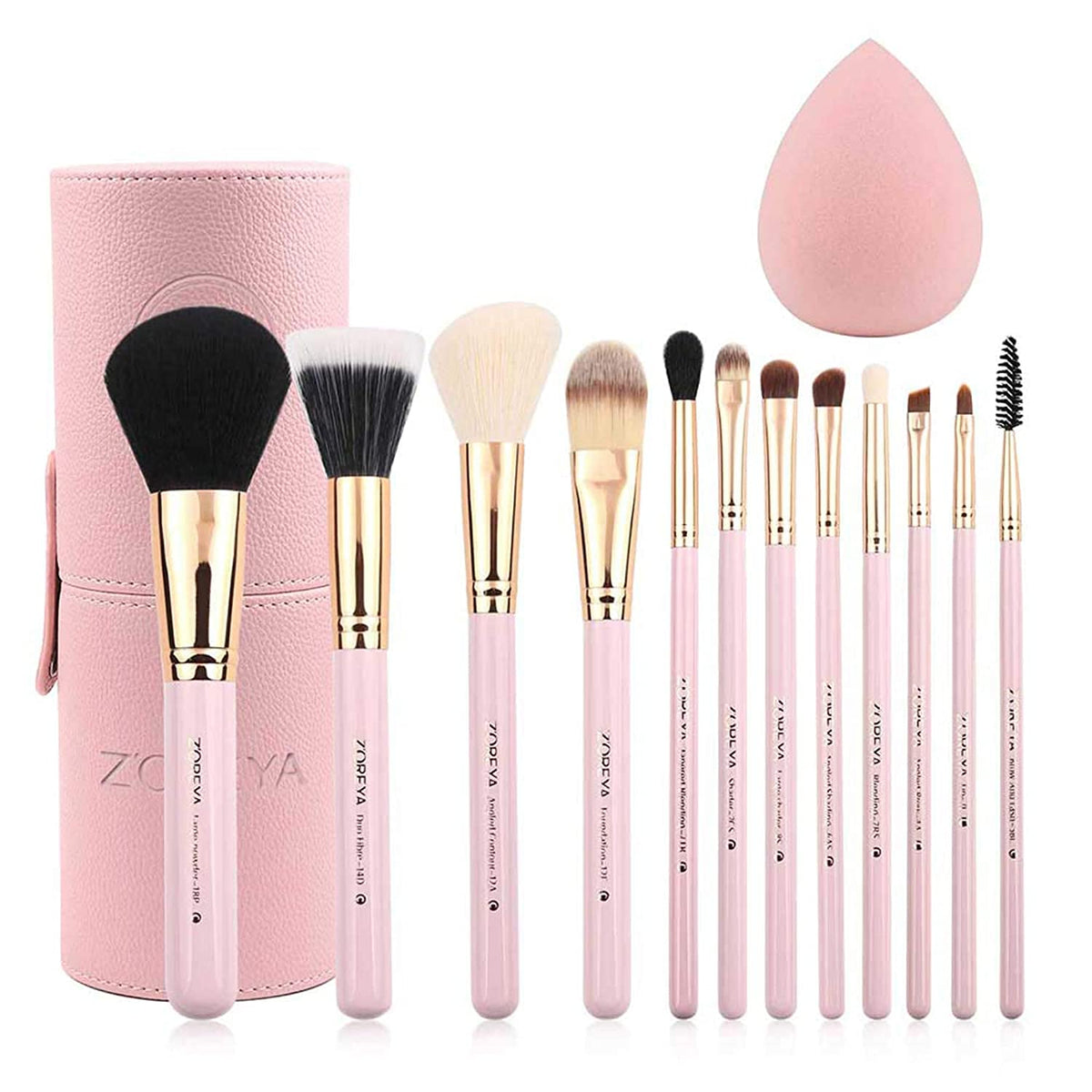 Ensemble de pinceaux Z'OREYA 12 pièces avec étui rose