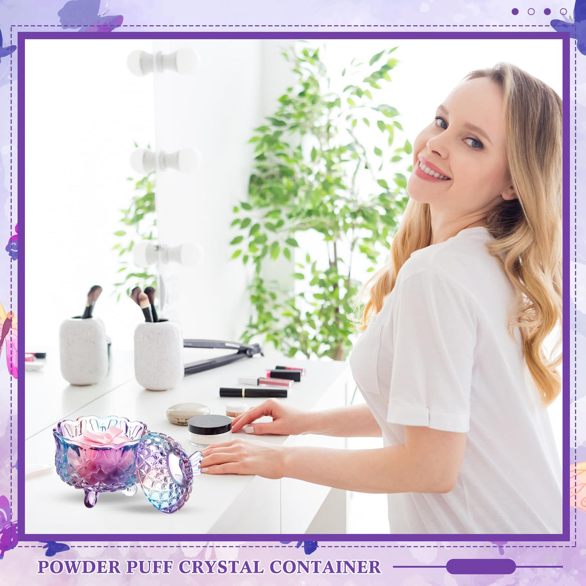 Ensemble de puffs à poudre Tioncy sur un plateau de maquillage