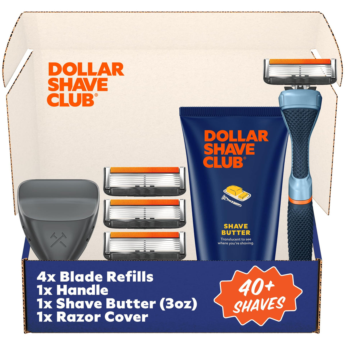 Ensemble de rasage Dollar Shave Club avec 4 recharges 6 lames et Shave Butter