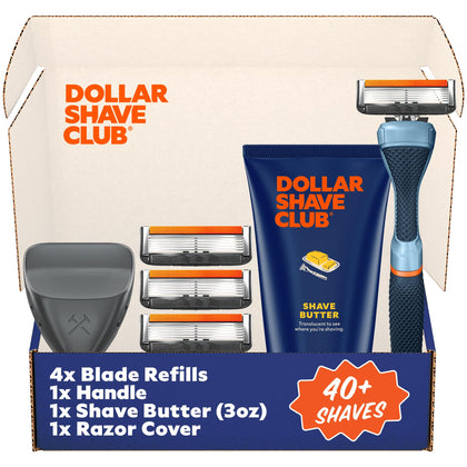 Ensemble de rasage Dollar Shave Club avec 4 recharges 6 lames et Shave Butter