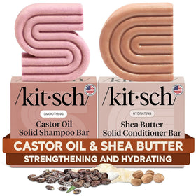 Ensemble de shampooing solide à l'huile de ricin et baume de karité Kitsch