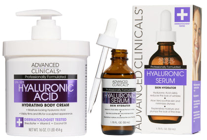 Ensemble de soins Advanced Clinicals avec crème et sérum à l'acide hyaluronique