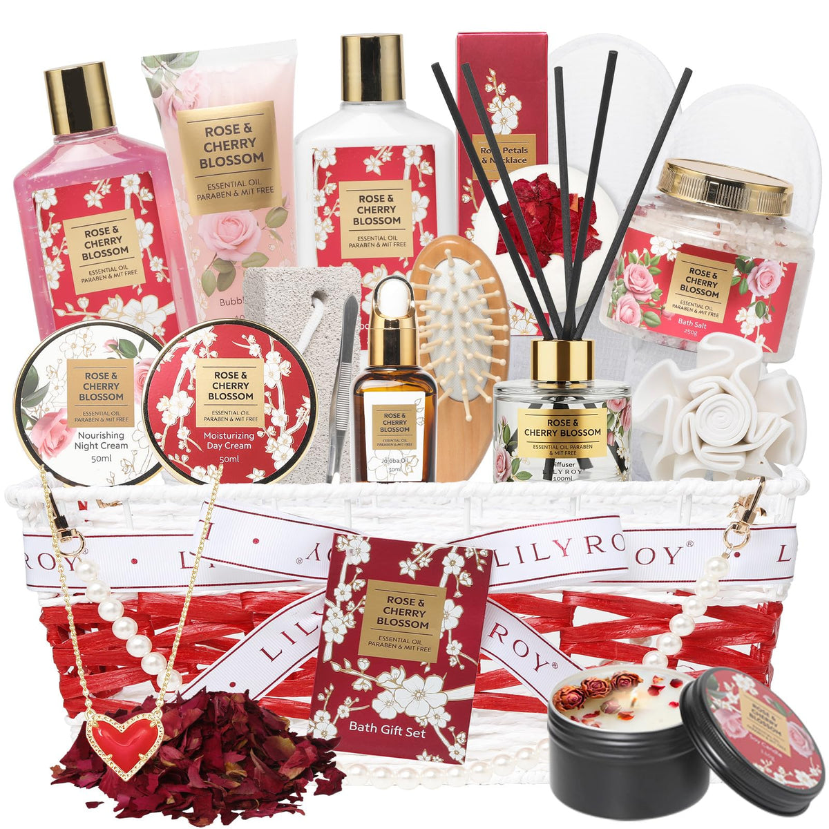 Ensemble de soins spa LILY ROY avec panier tressé