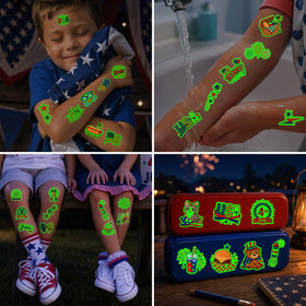 Ensemble de tatouages temporaires JCFIRE pour le 4 Juillet, décorations colorées