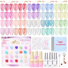 Ensemble de vernis à ongles jelly gel Pudding Printanier avec 20 couleurs pastel