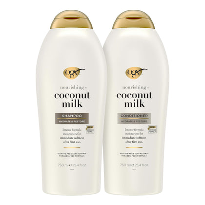 Ensemble OGX Shampoo et Après-Shampooing Nourrissant au Lait de Coco 750 ml