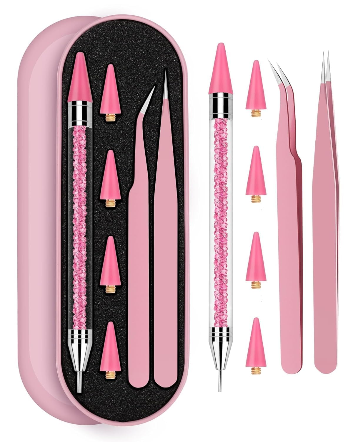 Ensemble outils pour strass Difenni avec boîte rose et accessoires