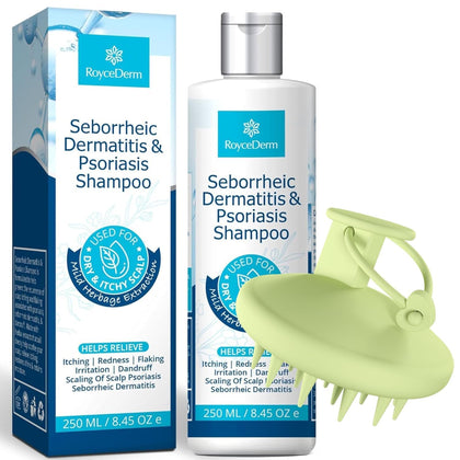 Ensemble Roycederm avec shampooing psoriasis et brosse massante en silicone