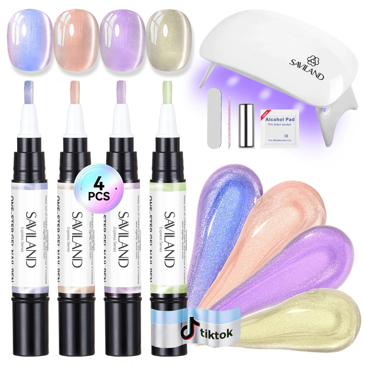 Ensemble SAVILAND de stylos vernis gel Cat Eye avec lampe UV