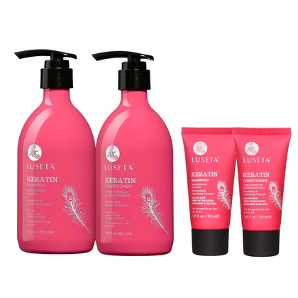 Ensemble Shampoo et Après-Shampooing à la Kératine L LUSETA 1402g vue de face