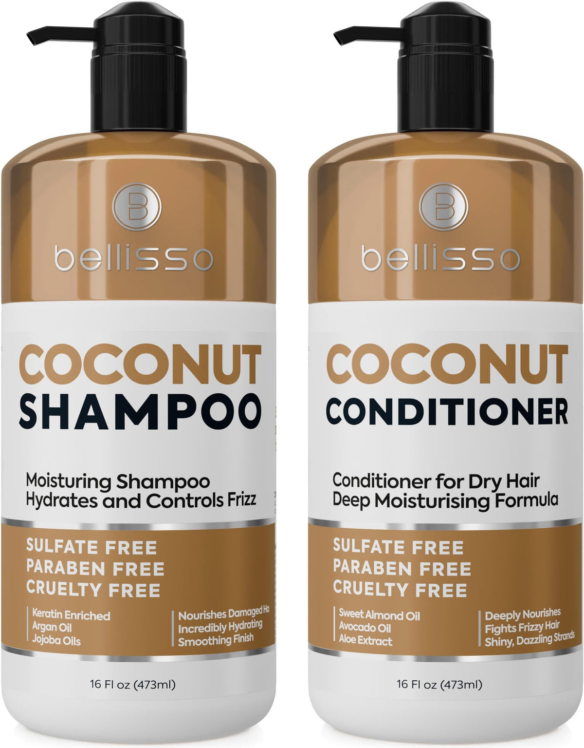 Ensemble shampoo et après-shampooing BELLISSO à la noix de coco 473ml
