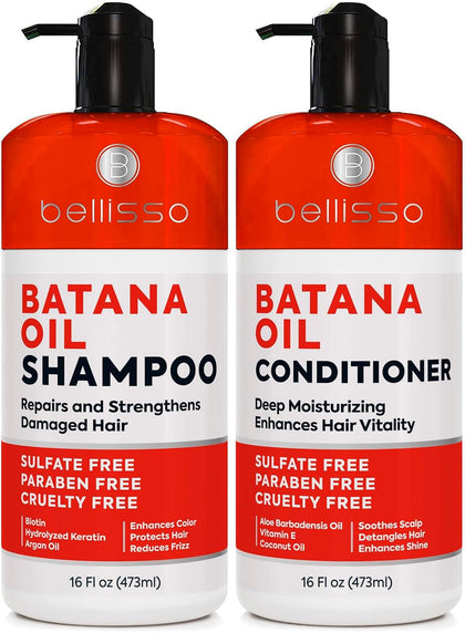 Ensemble shampooing et après-shampooing BELLISSO à l'huile de batana, vue avant