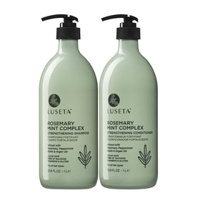 Ensemble shampooing et après-shampooing L LUSETA vue de face avec étiquettes visibles