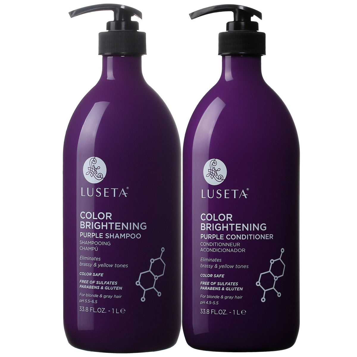 Ensemble shampooing et après-shampooing violet L LUSETA 33,8oz