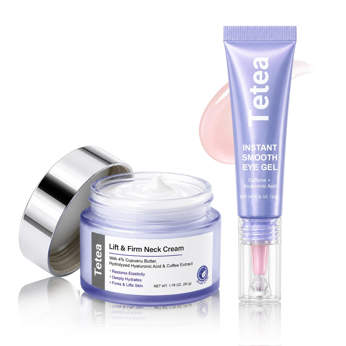 Ensemble Tetea gel contour des yeux et crème pour le cou vue de face
