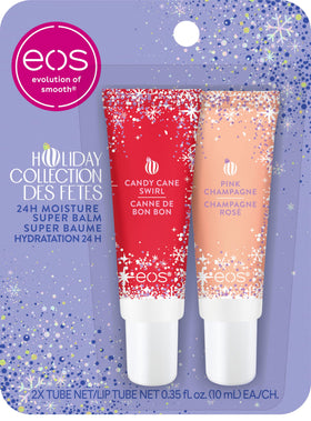 eos Baume Super Hydratant Fête 2-Pack avec saveurs Pink Champagne et Candy Cane