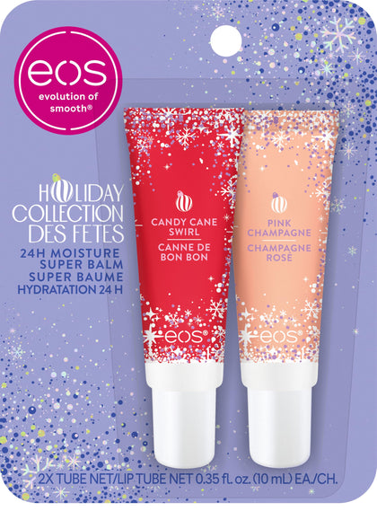 eos Baume Super Hydratant Fête 2-Pack avec saveurs Pink Champagne et Candy Cane