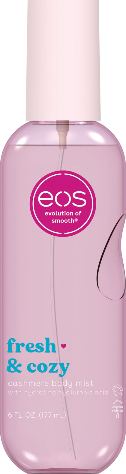 eos Brume Corporelle Fresh & Cozy vue avant avec flacon transparent