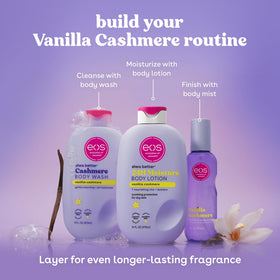 eos Brume de Corps Cashmere Vanille 180 ml en utilisation sur la peau