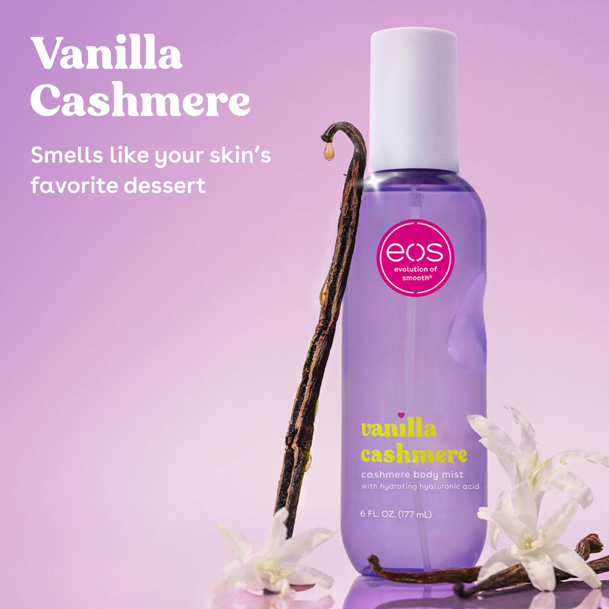 eos Brume de Corps Cashmere Vanille 180 ml flacon avec vaporisateur